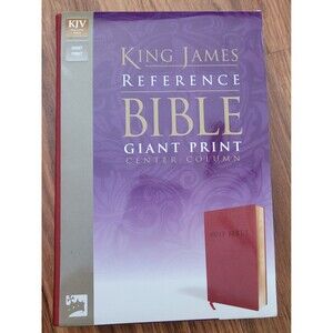Giant Print KJV REFERENCE BIBLE Center Column Red Letter Red Leathersoft Cover